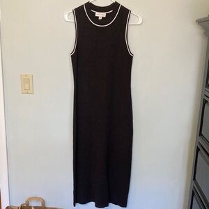 Free Assembly Black Sleeveless Ribbed Maxi Dress with White Trim
